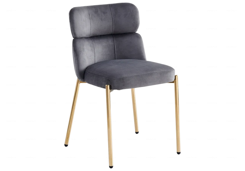 Chaises velours gris pieds dorés - Nora x4