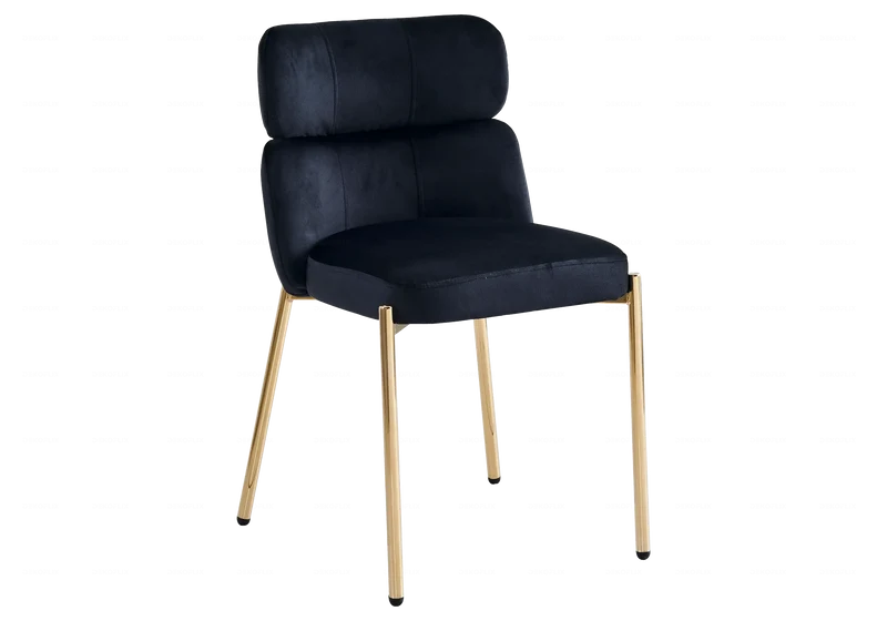 Chaises velours noir pieds dorés - Nora x4