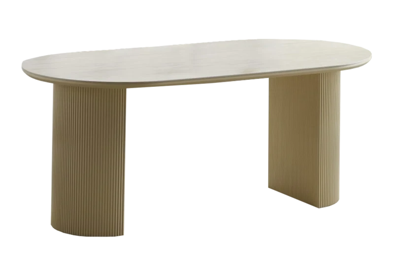 Table à manger ovale travertin cannelée - Terra