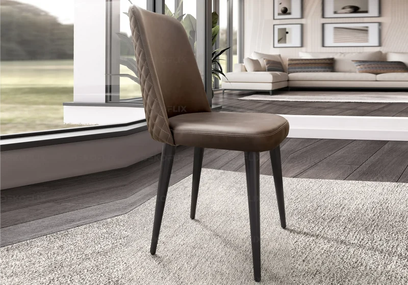 Chaise de salle à manger similicuir et métal noir - Nora