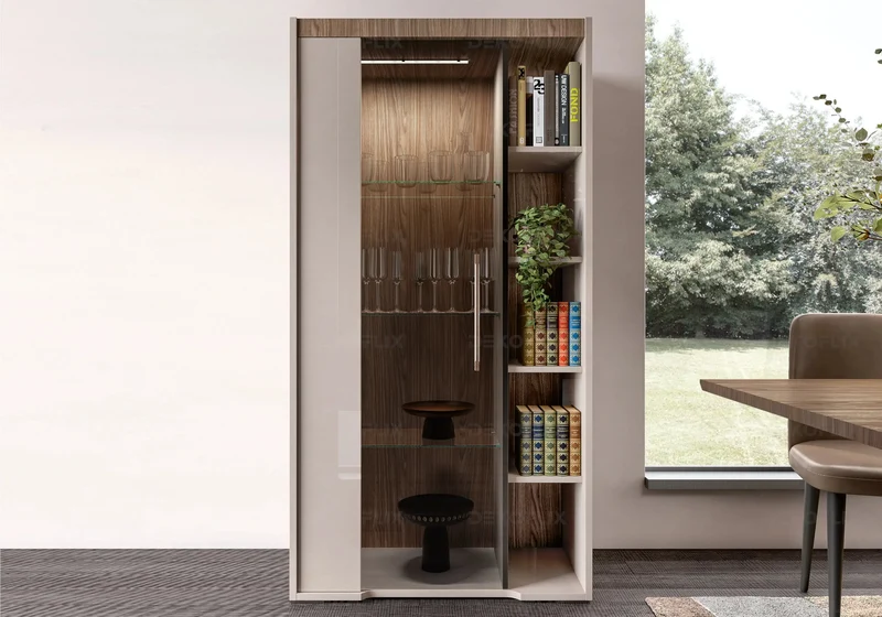 Vitrine 2 portes avec éclairage LED bois corde - Nora