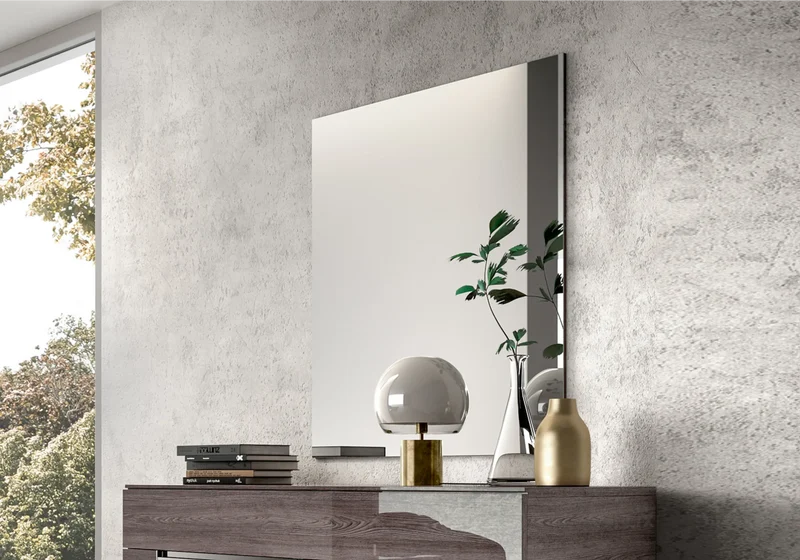 Miroir mural rectangulaire finition orme laqué design - Viola