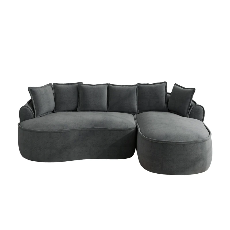 Canapé d'angle modulable tissu chenille gris sans cadre 252x164cm FLAREIQ