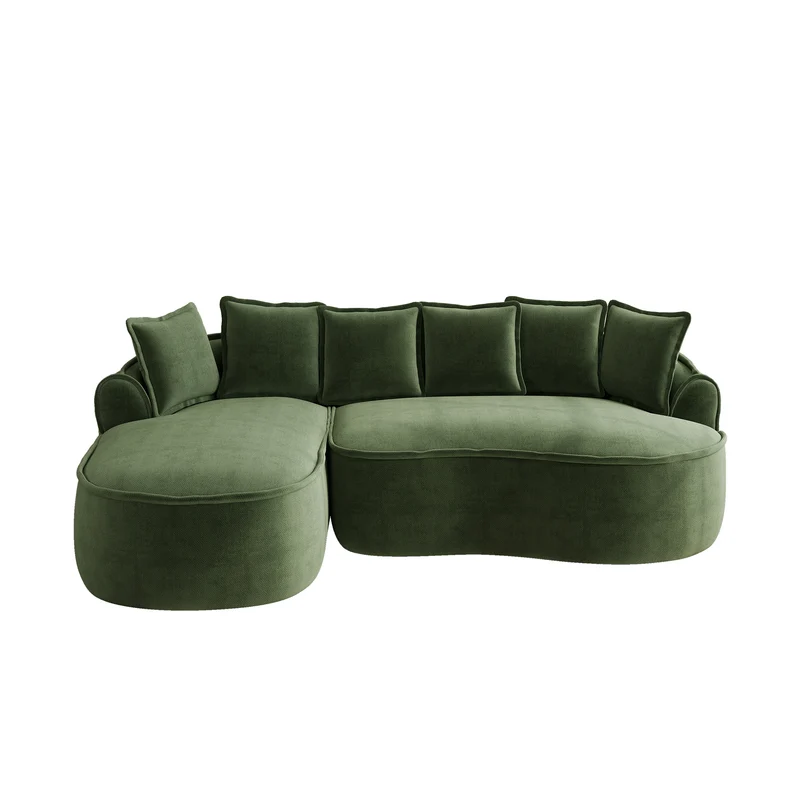 FLAREONN Canapé d'angle modulaire sans structure — Tissu chenille vert, 252 x 164 cm