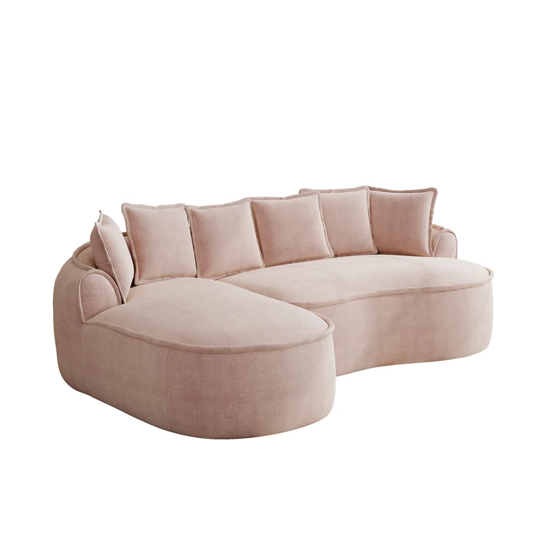 Canapé d'angle modulable tissu chenille rose sans cadre 252x164cm FLARERIFTZ