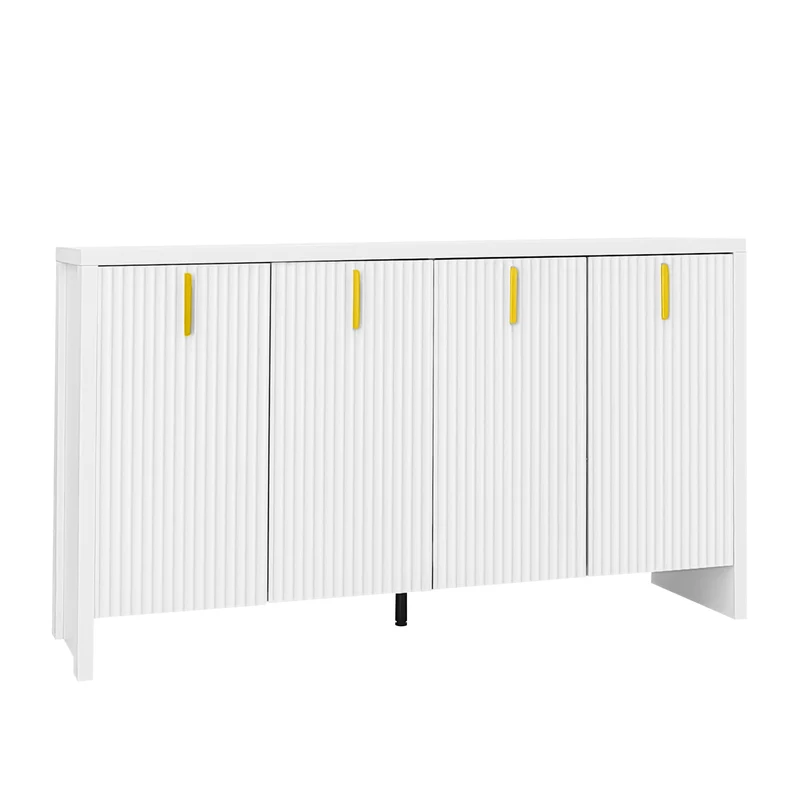 Buffet blanc design ondulé avec poignées dorées 140x38x80cm AEGISKAELOR