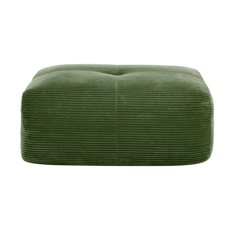 Pouf ottoman en velours côtelé vert kaki, 92.5*75*44 cm TERMINATION