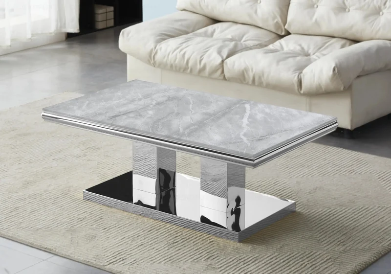 Table basse marbre gris argent design - Versus
