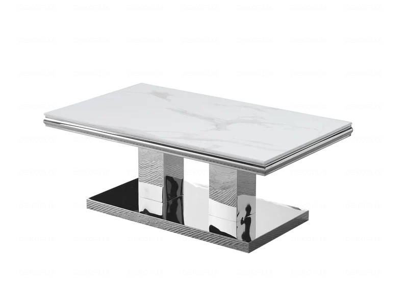 Table basse marbre blanc argent design - Versus