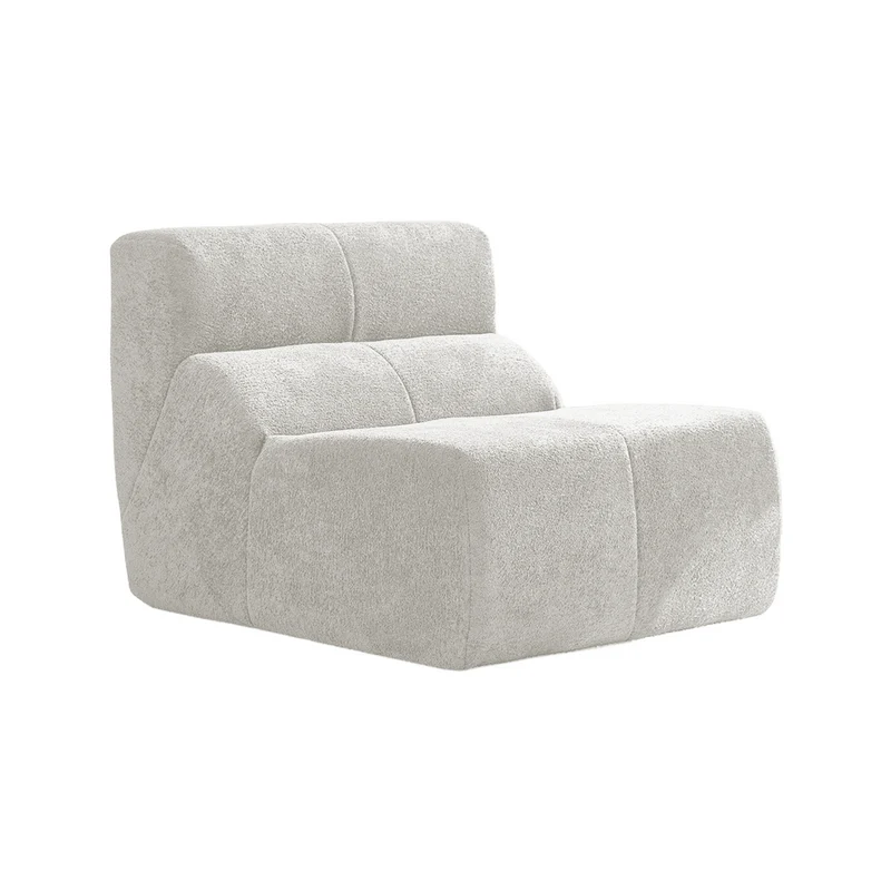 Fauteuil chauffeuse en velours bouclé blanc cassé ECHOLOQUE