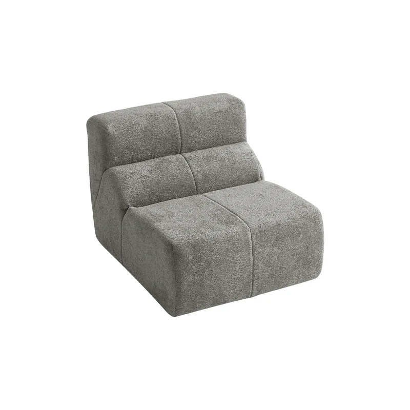 Fauteuil chauffeuse en velours bouclé gris clair ASTRAELLA