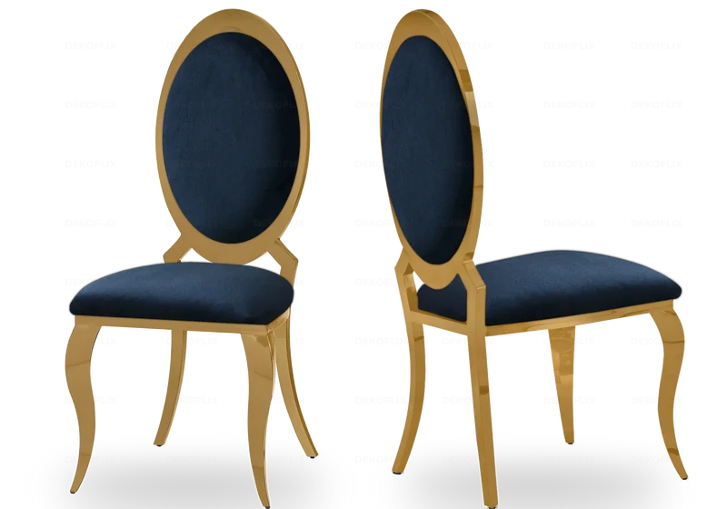 Chaises médaillon velours noir doré - Aura x4
