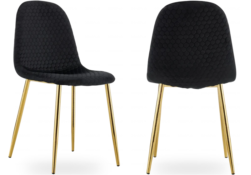 Chaises scandinaves en velours alvéolé noir - Alma x6