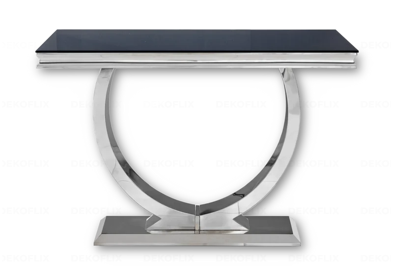 Console verre noir argent - Bobo