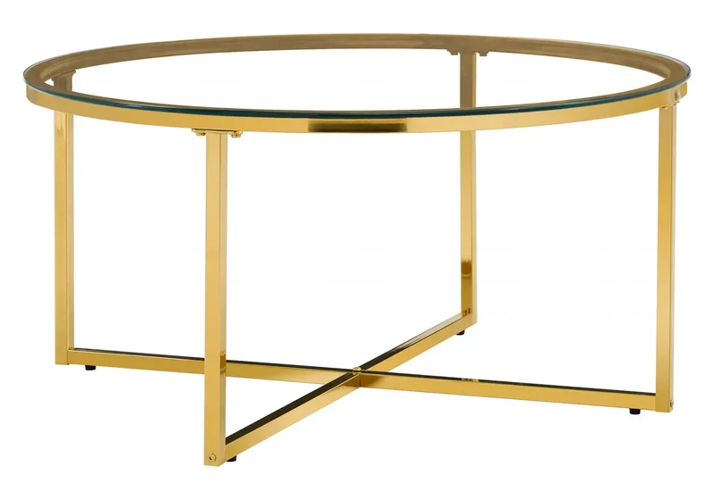 Table basse ronde dorée en verre - Gala