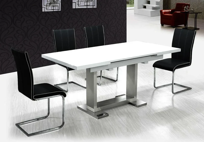Table à manger laqué allonge auto - Soa
