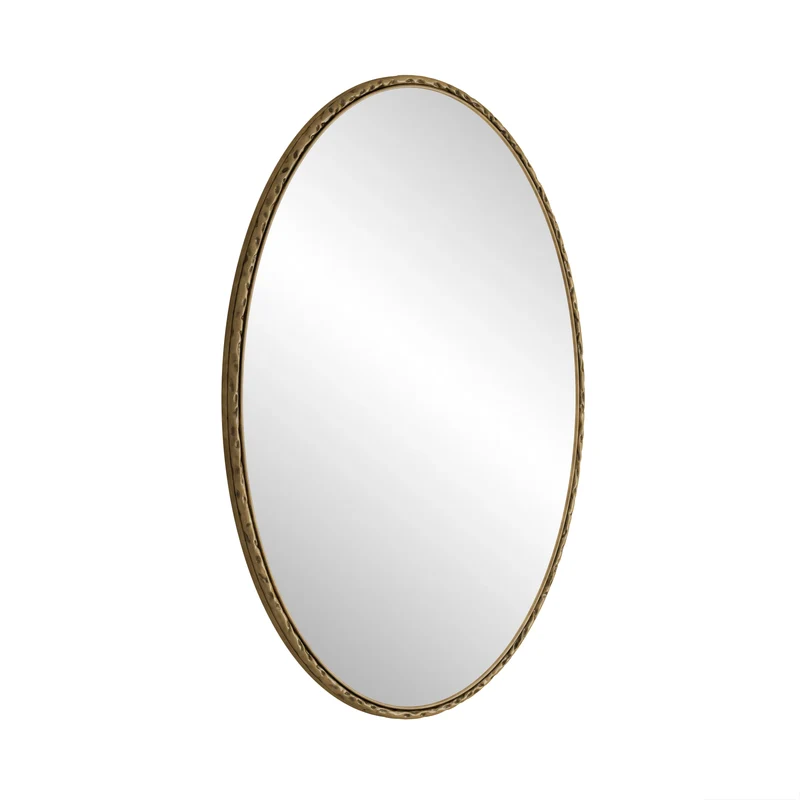 Miroir ovale rétro en fer forgé doré effet vieilli 65x100cm DUSKLEAF