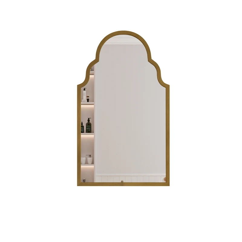 Miroir mural rectangulaire style marocain cadre métal doré mat 61x101cm NEWSLIVER