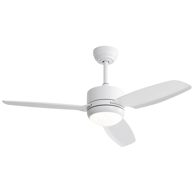 Ventilateur de plafond LED 116 cm blanc, 3 pales ABS, 6 vitesses, moteur DC silencieux, lumière réglable, télécommande PEAKBLOOM