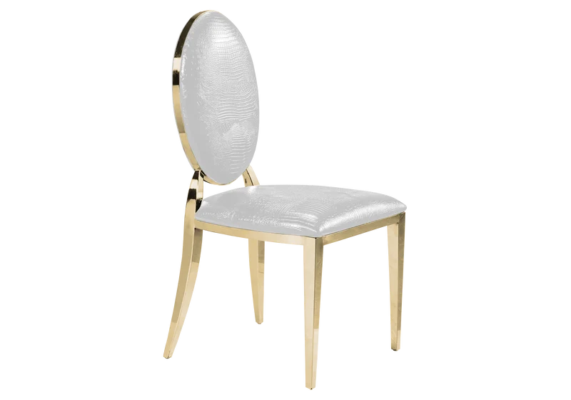 Chaises médaillon croco blanc doré - Neo x4