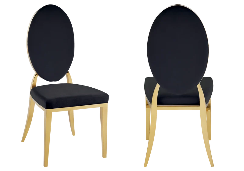Chaises médaillon velours noir doré - Neo x4