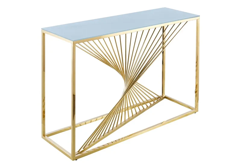 Console design doré verre blanc - Luc
