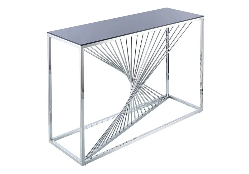 Console design chromé verre noir - Luc