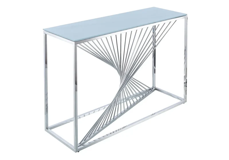 Console design chromé verre blanc - Luc