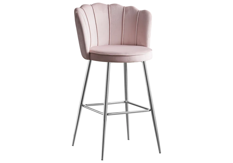 Chaise de bar design coquillage velours rose - Nymea x2