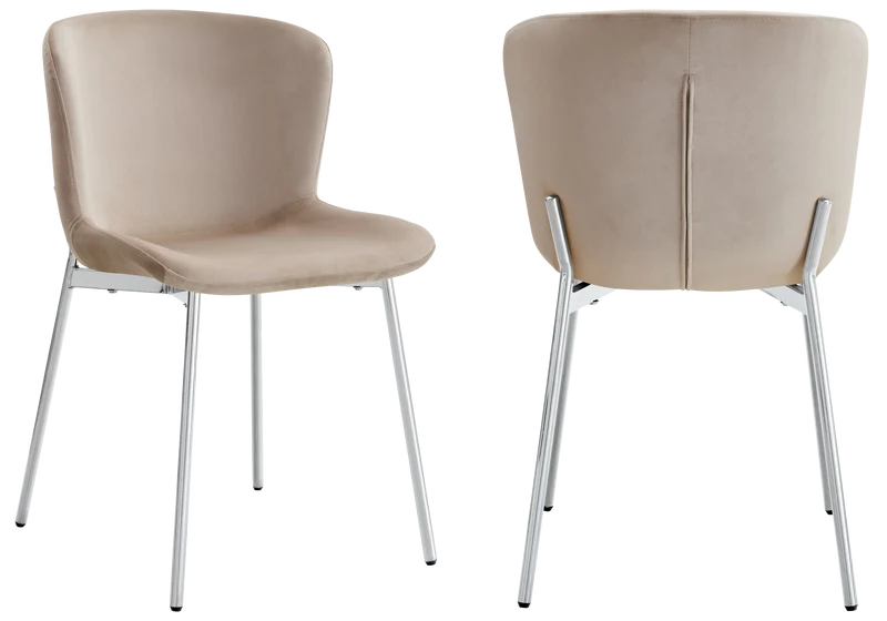 Chaise salle manger velours taupe pieds chromé - Vesta x4