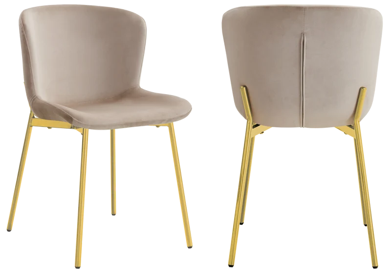 Chaise salle manger velours taupe pieds doré - Vesta x4