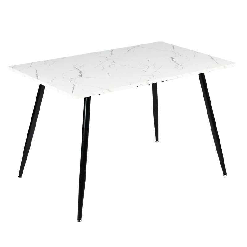 Table de salle à manger rectangulaire effet marbre blanc de style scandinave 120x75cm WHALEN WHITE MARBLE TABLE 120 KD