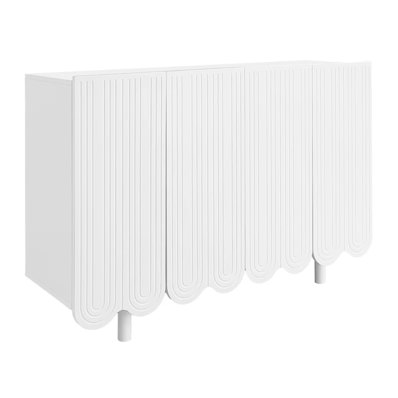 Buffet blanc 4 portes avec motif et rangement 120*37.5*80.8 cm EVRENS WHITE