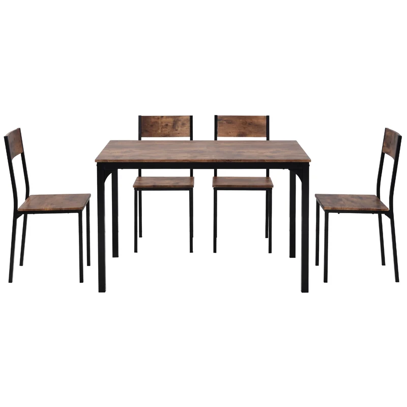 Ensemble table et 4 chaises de salle à manger pour balcon ou salle à manger ou salon marron vintage NALXODS