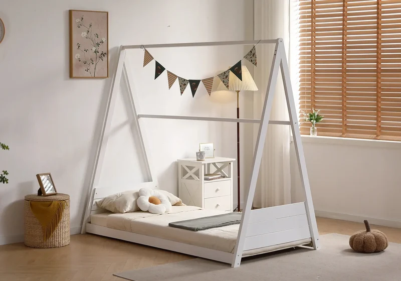 Lit cabane enfant bois blanc - Joye