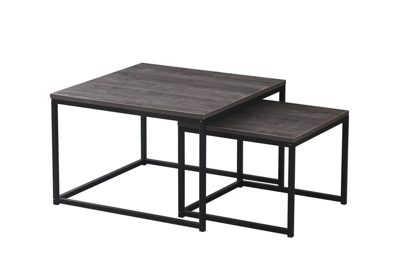 Tables gigognes noir bois gris - Nour