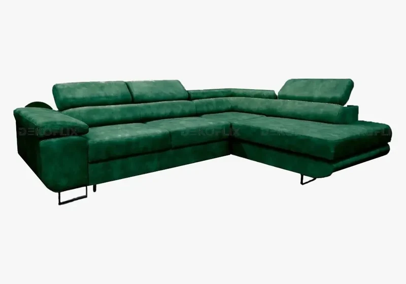Canapé angle moderne velours vert sapin - Teva