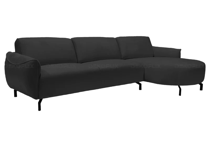 Canapé angle moderne velours anthracite - Suny