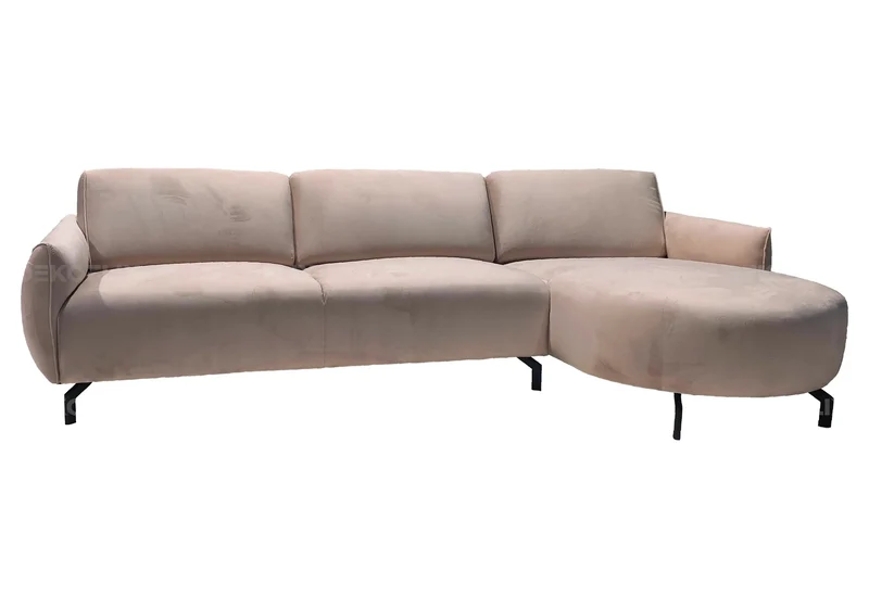 Canapé angle moderne velours beige - Suny