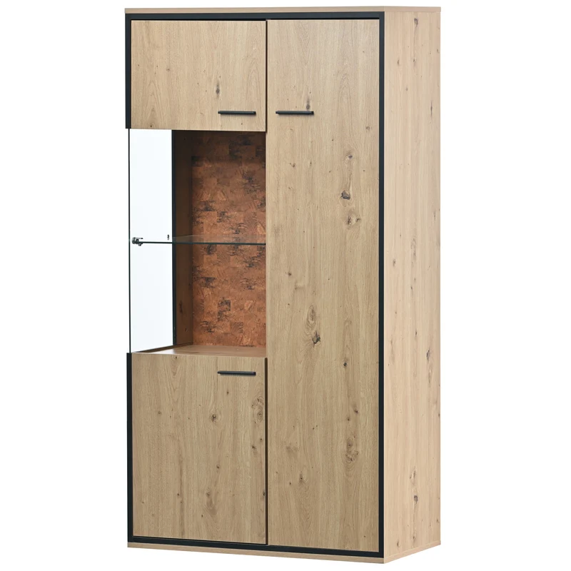 Buffet haut vitrine moderne avec éclairage LED 150Hx78Lx40Tcm TRICOKS
