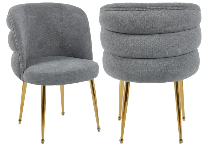 Fauteuils de table en tissu effet lin anthracite - Liza x2
