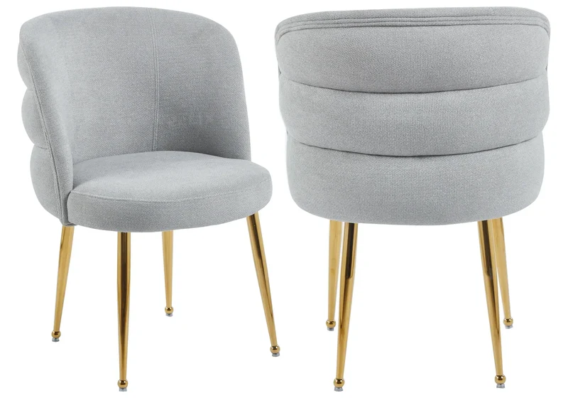Fauteuils de table en tissu effet lin gris - Liza x2