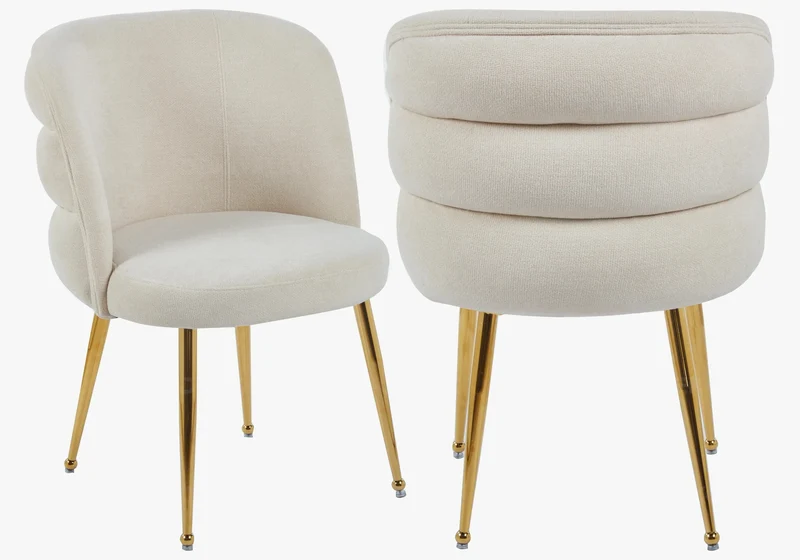 Fauteuils de table en tissu effet lin écru - Liza x2