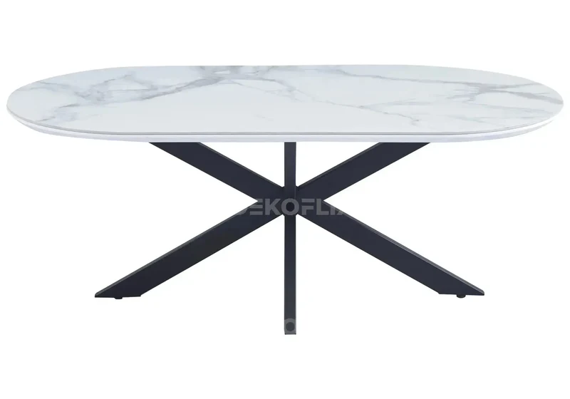 Table basse noire céramique marbre blanc - Ruis