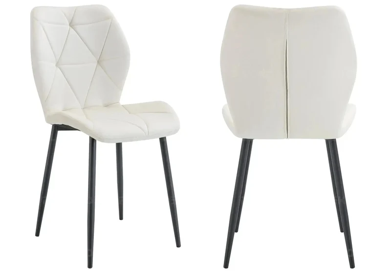 Chaise coquillage en velours beige et pieds noirs - Nava x4