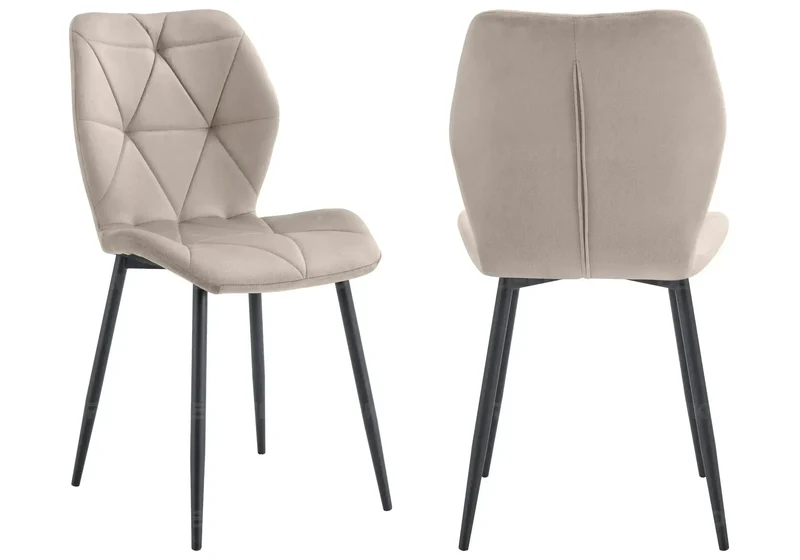Chaise coquillage en velours taupe et pieds noirs - Nava x4