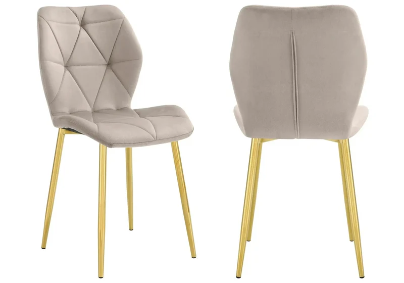 Chaise coquillage en velours taupe et pieds dorés - Nava x4