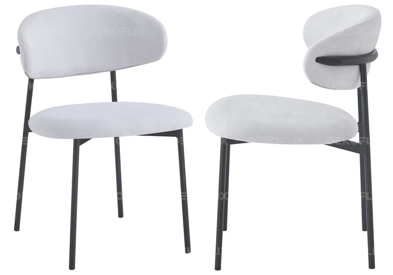 Chaise de table velours beige pieds noir - Asna x4