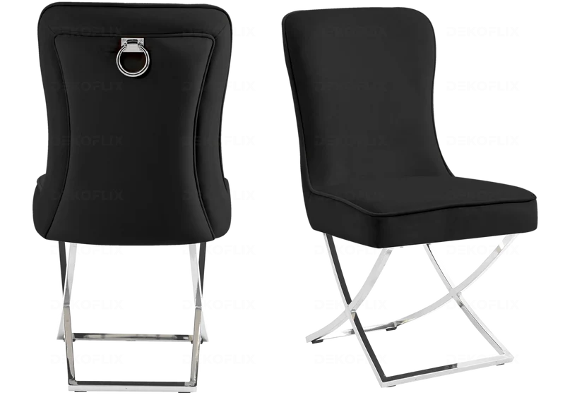 Chaises velours noir argenté avec anneau - Ursi x2