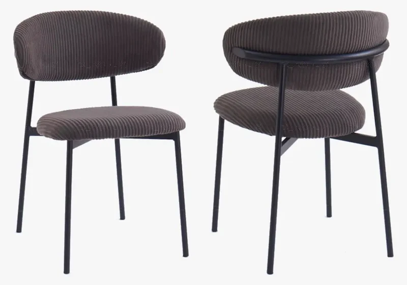 Chaise de table velours côtelé gris pieds noir - Asna x4